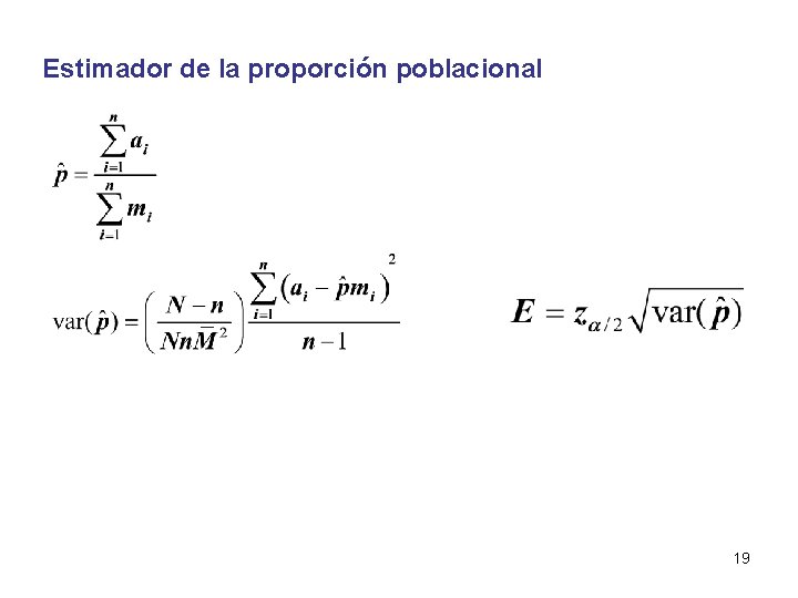 Estimador de la proporción poblacional 19 