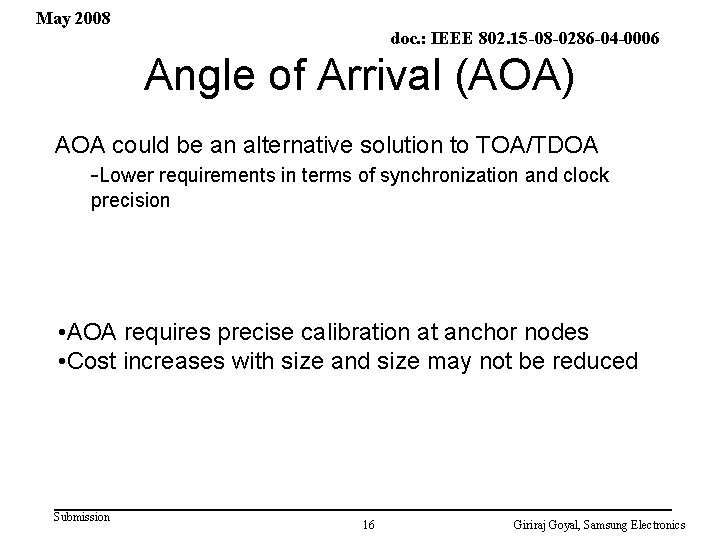 May 2008 doc. : IEEE 802. 15 -08 -0286 -04 -0006 Angle of Arrival