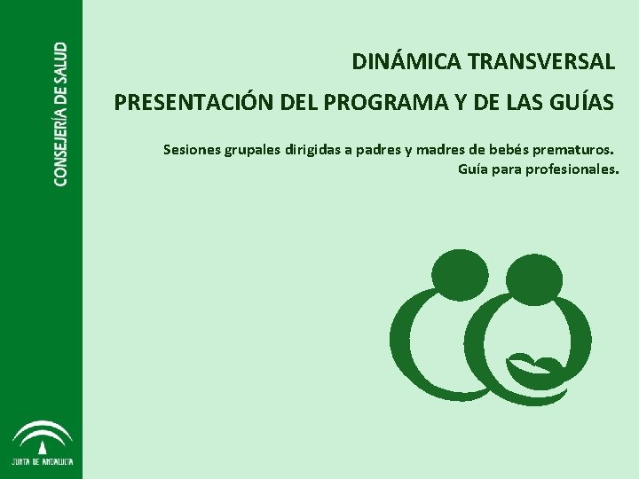 DINÁMICA TRANSVERSAL PRESENTACIÓN DEL PROGRAMA Y DE LAS GUÍAS Sesiones grupales dirigidas a padres