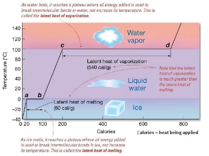 Calories = heat being applied Calories = heat being applied