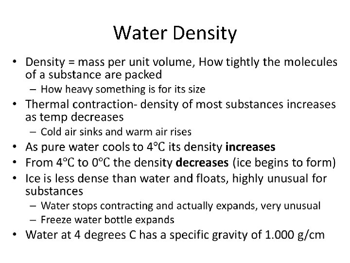 Water Density • Water Density •