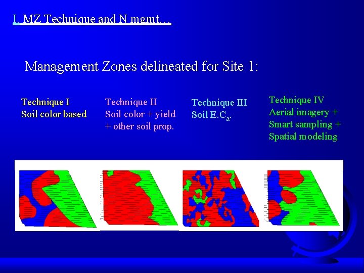 I. MZ Technique and N mgmt… Management Zones delineated for Site 1: Technique I