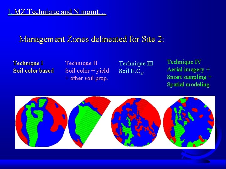 I. MZ Technique and N mgmt… Management Zones delineated for Site 2: Technique I