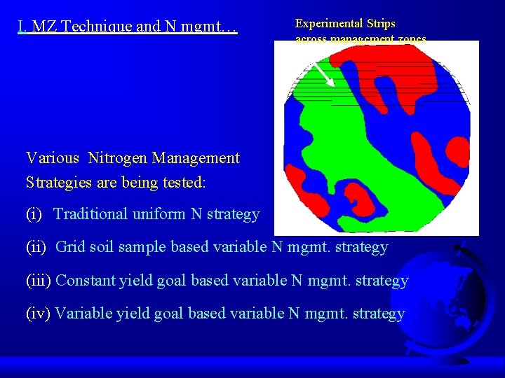I. MZ Technique and N mgmt… Experimental Strips across management zones Various Nitrogen Management