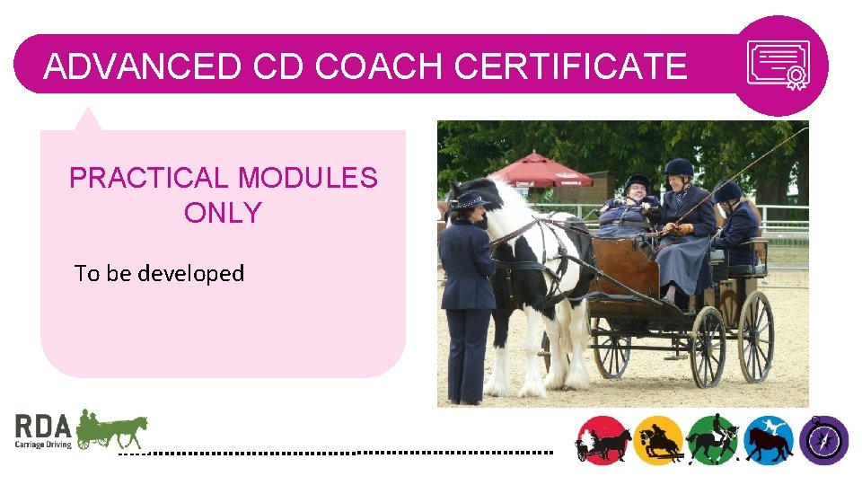 ADVANCED CD COACH CERTIFICATE PRACTICAL MODULES ONLY To be developed 