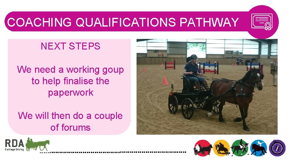 COACHING QUALIFICATIONS PATHWAY NEXT STEPS We need a working goup to help finalise the
