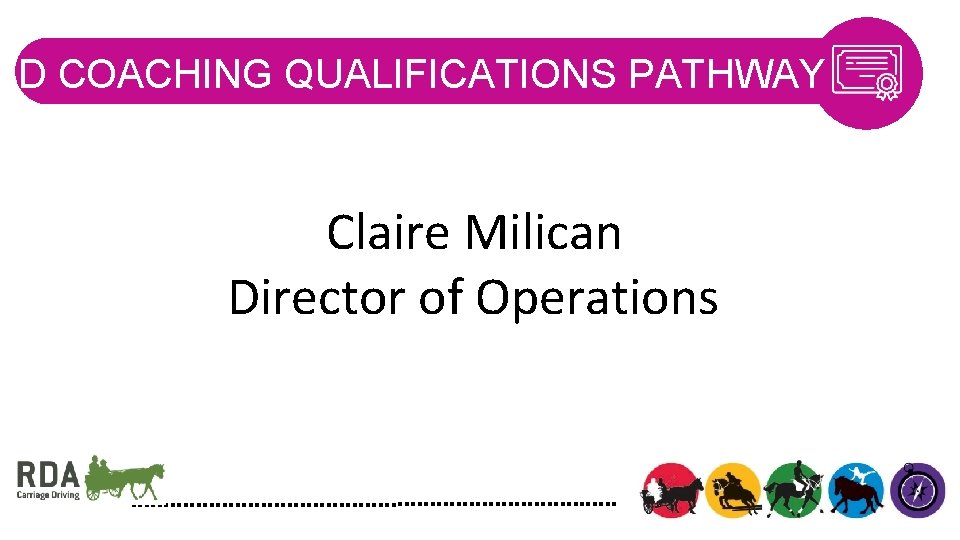 CD COACHING QUALIFICATIONS PATHWAY Claire Milican Director of Operations 