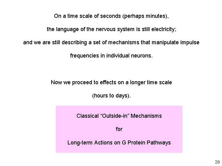 On a time scale of seconds (perhaps minutes), the language of the nervous system