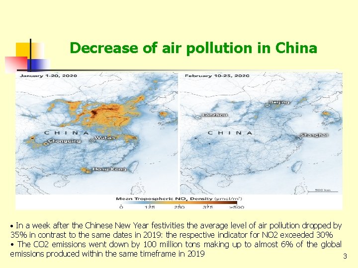 Decrease of air pollution in China • In a week after the Chinese New