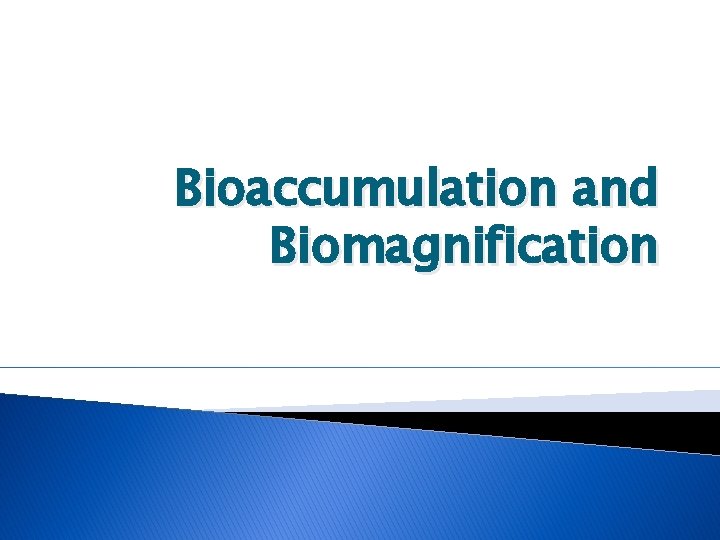 Bioaccumulation and Biomagnification 