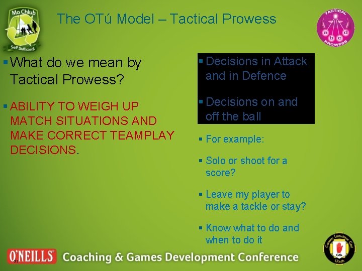 The OTú Model – Tactical Prowess § What do we mean by Tactical Prowess?