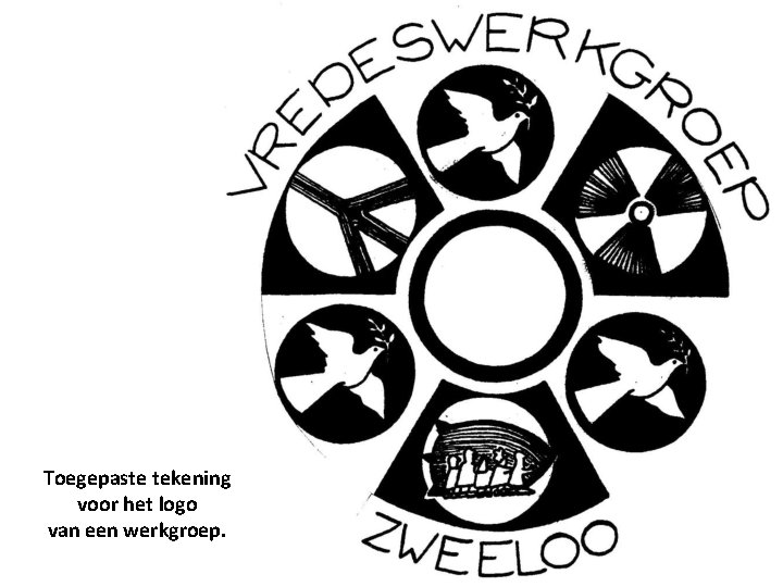 Toegepaste tekening voor het logo van een werkgroep. 