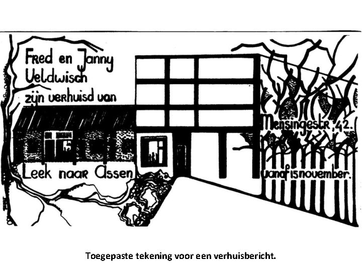 Toegepaste tekening voor een verhuisbericht. 