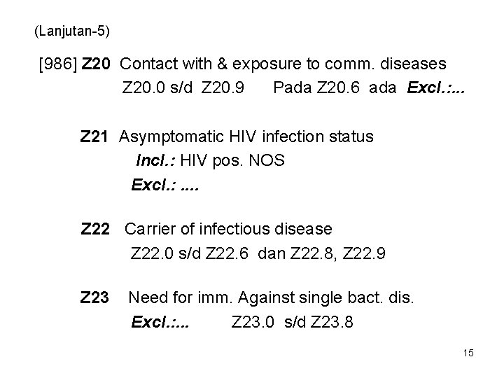 (Lanjutan-5) [986] Z 20 Contact with & exposure to comm. diseases Z 20. 0