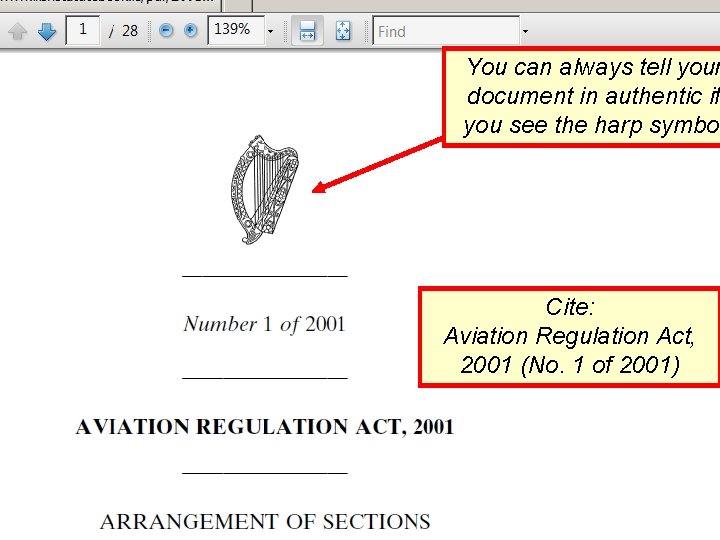 You can always tell your document in authentic if you see the harp symbol