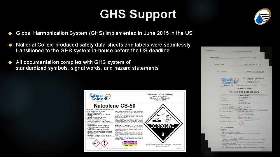 GHS Support Global Harmonization System (GHS). implemented in June 2015 in the US National