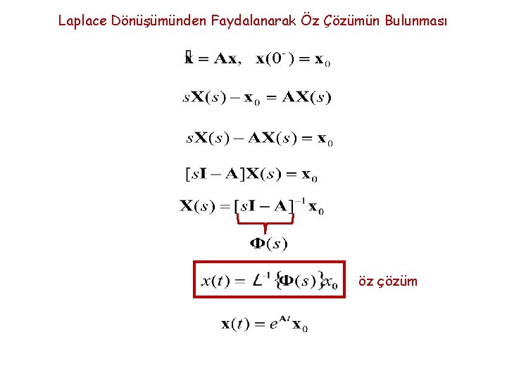 Laplace Dönüşümünden Faydalanarak Öz Çözümün Bulunması öz çözüm 