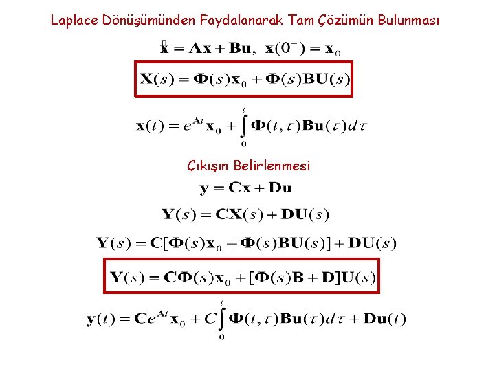 Laplace Dönüşümünden Faydalanarak Tam Çözümün Bulunması Çıkışın Belirlenmesi 