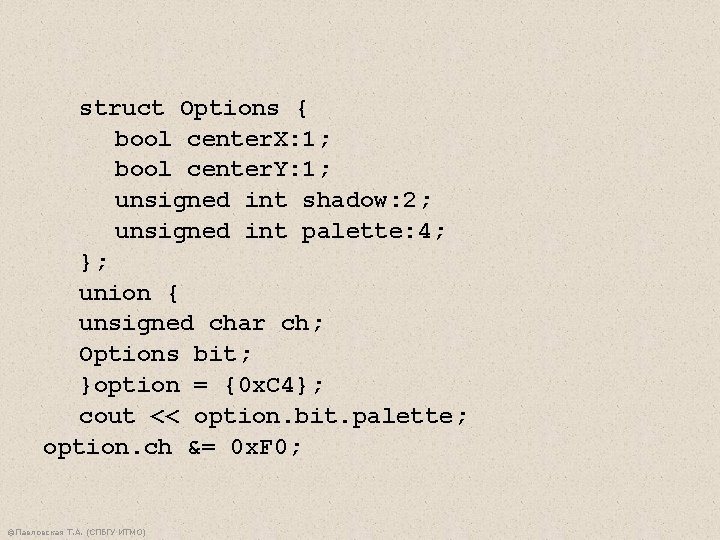 struct Options { bool center. X: 1; bool center. Y: 1; unsigned int shadow: