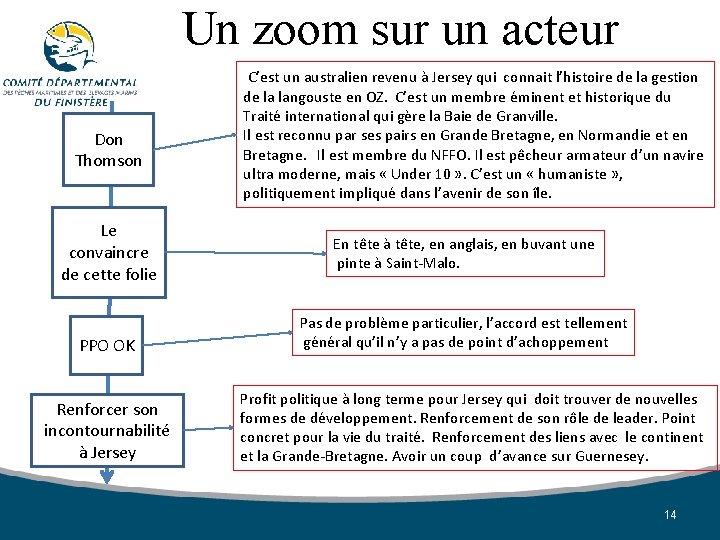 Un zoom sur un acteur Don Thomson Le convaincre de cette folie PPO OK