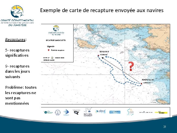 Exemple de carte de recapture envoyée aux navires Recaptures: 5 - recaptures significatives 9