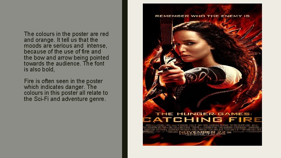 The colours in the poster are red and orange. It tell us that the