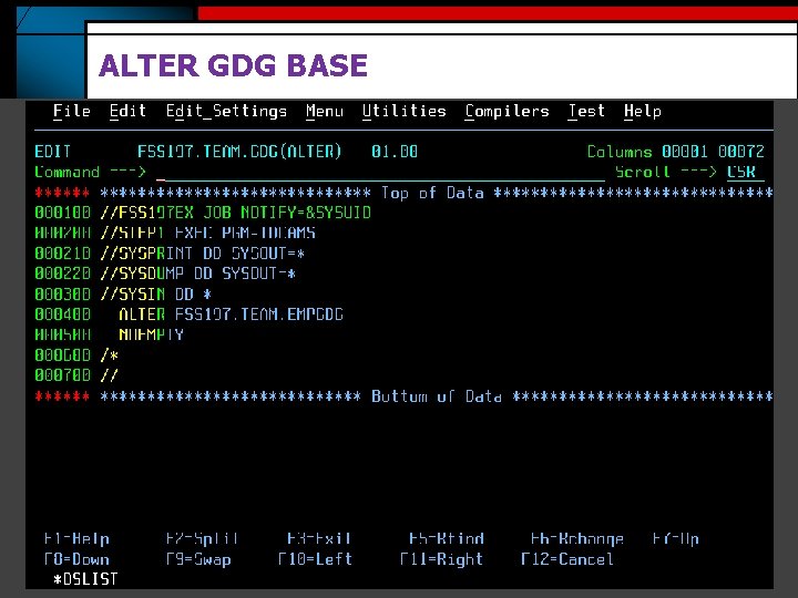 ALTER GDG BASE ALTER GDG BASE
