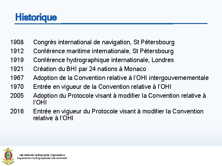 Historique 1908 1912 1919 1921 1967 1970 2005 2016 Congrès international de navigation, St