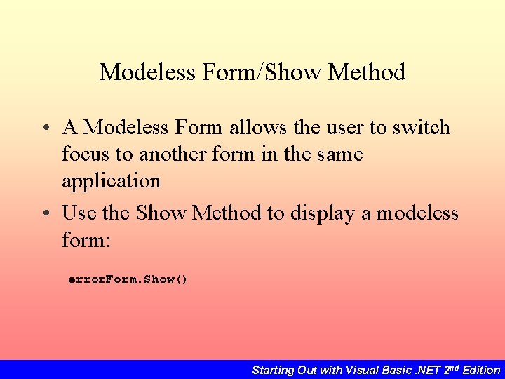 Modeless Userform Chapter 7 Multiple Forms Standard Modules And Menus