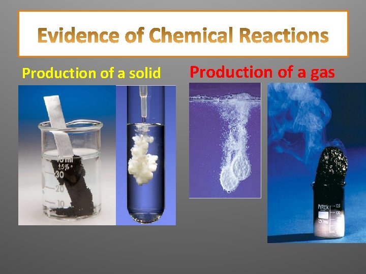Production of a solid Production of a gas 