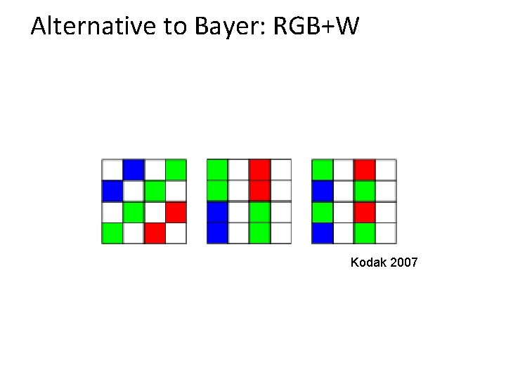Alternative to Bayer: RGB+W Kodak 2007 Alternative to Bayer: RGB+W Kodak 2007