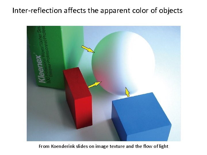 Inter-reflection affects the apparent color of objects From Koenderink slides on image texture and Inter-reflection affects the apparent color of objects From Koenderink slides on image texture and