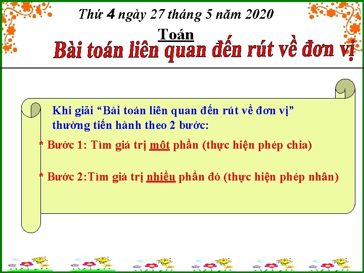 Thứ 4 ngày 27 tháng 5 năm 2020 Toán Khi giải “Bài toán liên