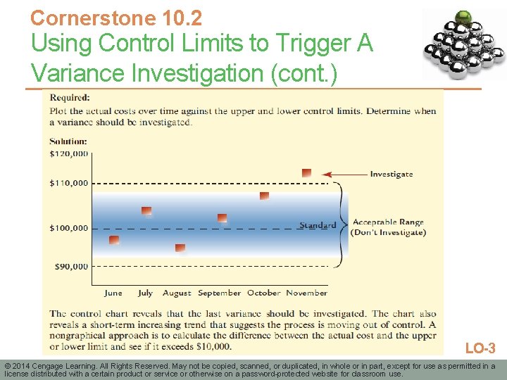 Cornerstone 10. 2 Using Control Limits to Trigger A Variance Investigation (cont. ) LO-3