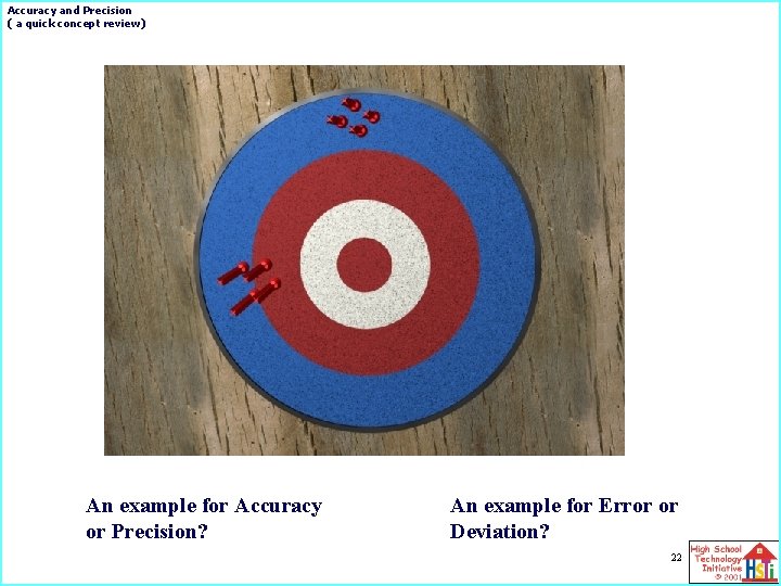 Accuracy and Precision ( a quick concept review) An example for Accuracy or Precision?