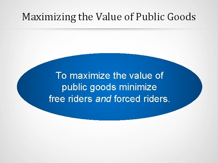 Maximizing the Value of Public Goods To maximize the value of public goods minimize