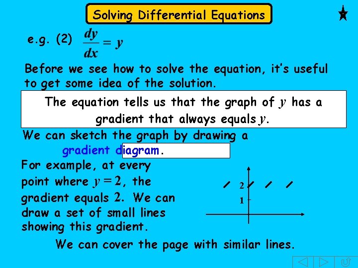 Solving Differential Equations e. g. (2) Before we see how to solve the equation,