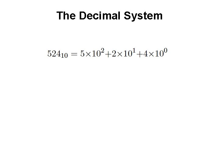 The Decimal System 