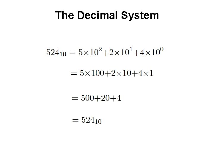 The Decimal System 