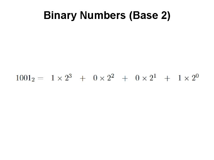 Binary Numbers (Base 2) 