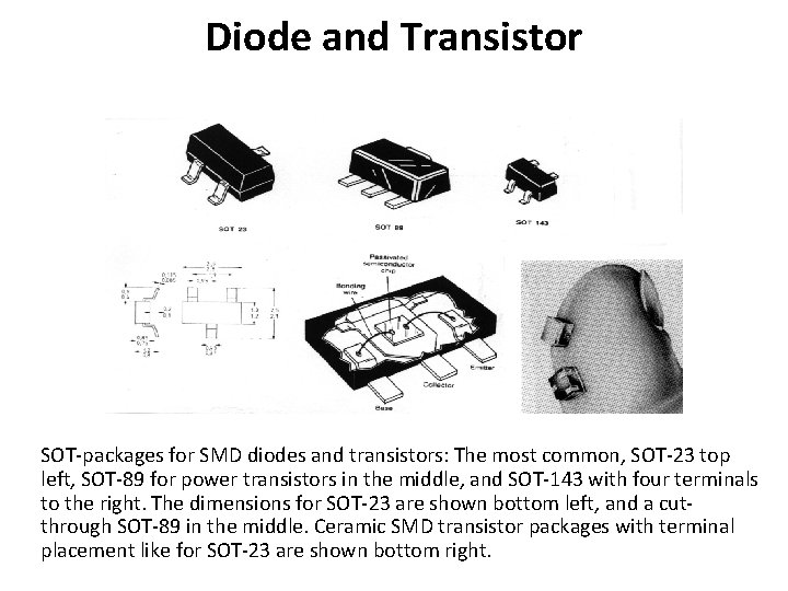 Diode and Transistor SOT-packages for SMD diodes and transistors: The most common, SOT-23 top