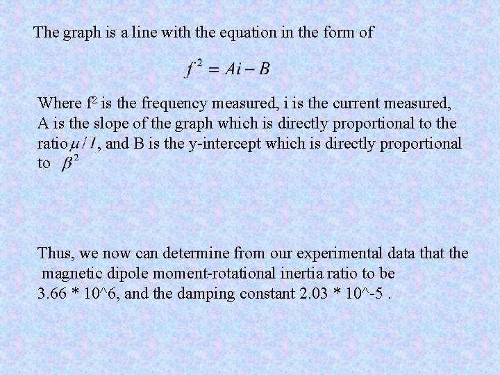 The graph is a line with the equation in the form of Where f