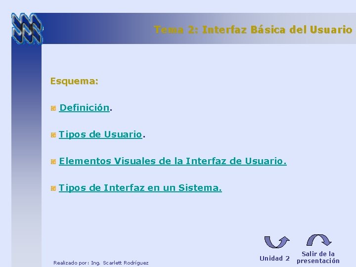 Tema 2: Interfaz Básica del Usuario Esquema: Definición. Tipos de Usuario. Elementos Visuales de