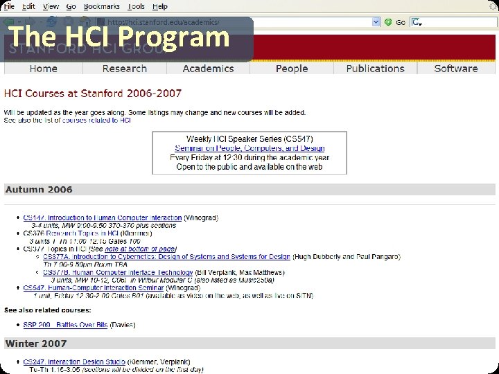 The HCI Program 