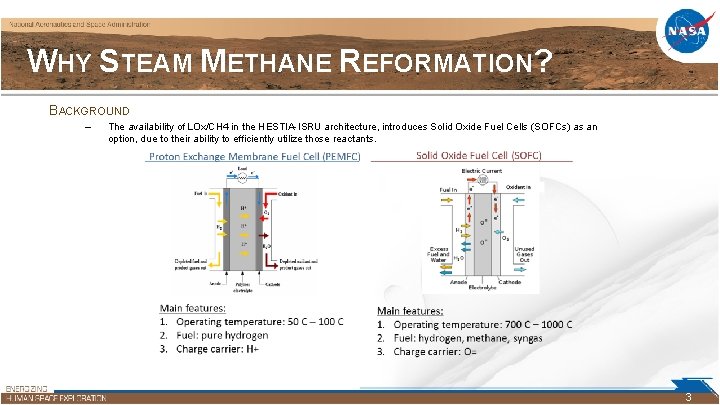 WHY STEAM METHANE REFORMATION? BACKGROUND – The availability of LOx/CH 4 in the HESTIA-ISRU