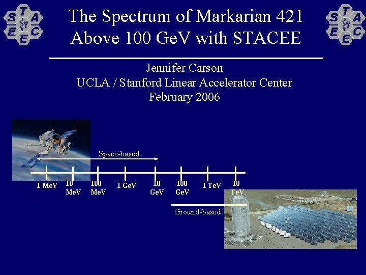 The Spectrum of Markarian 421 Above 100 Ge. V with STACEE Jennifer Carson UCLA