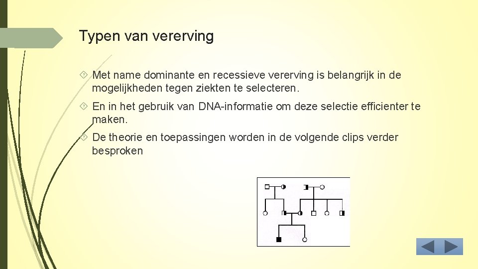 Typen van vererving Met name dominante en recessieve vererving is belangrijk in de mogelijkheden