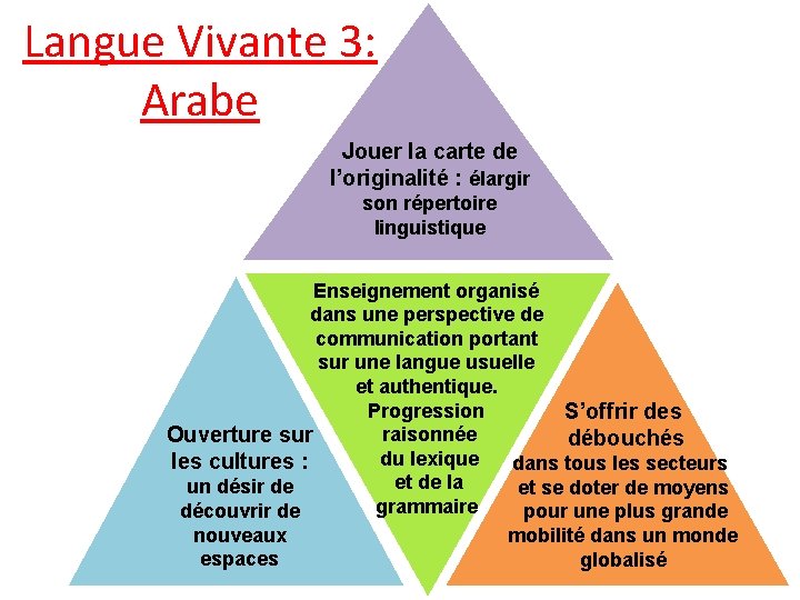 Langue Vivante 3: Arabe Jouer la carte de l’originalité : élargir son répertoire linguistique