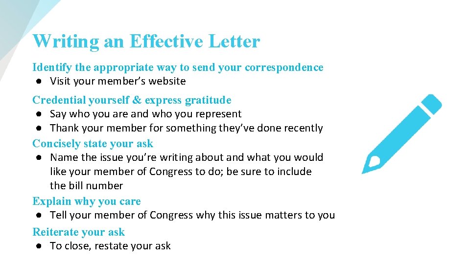 Effective Letters Taking Action Writing a Letter to a Member