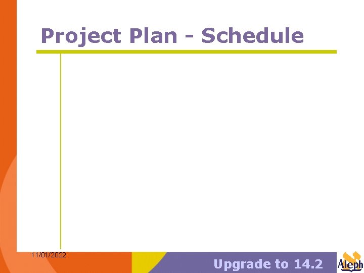 Project Plan - Schedule 11/01/2022 Upgrade to 14. 2 